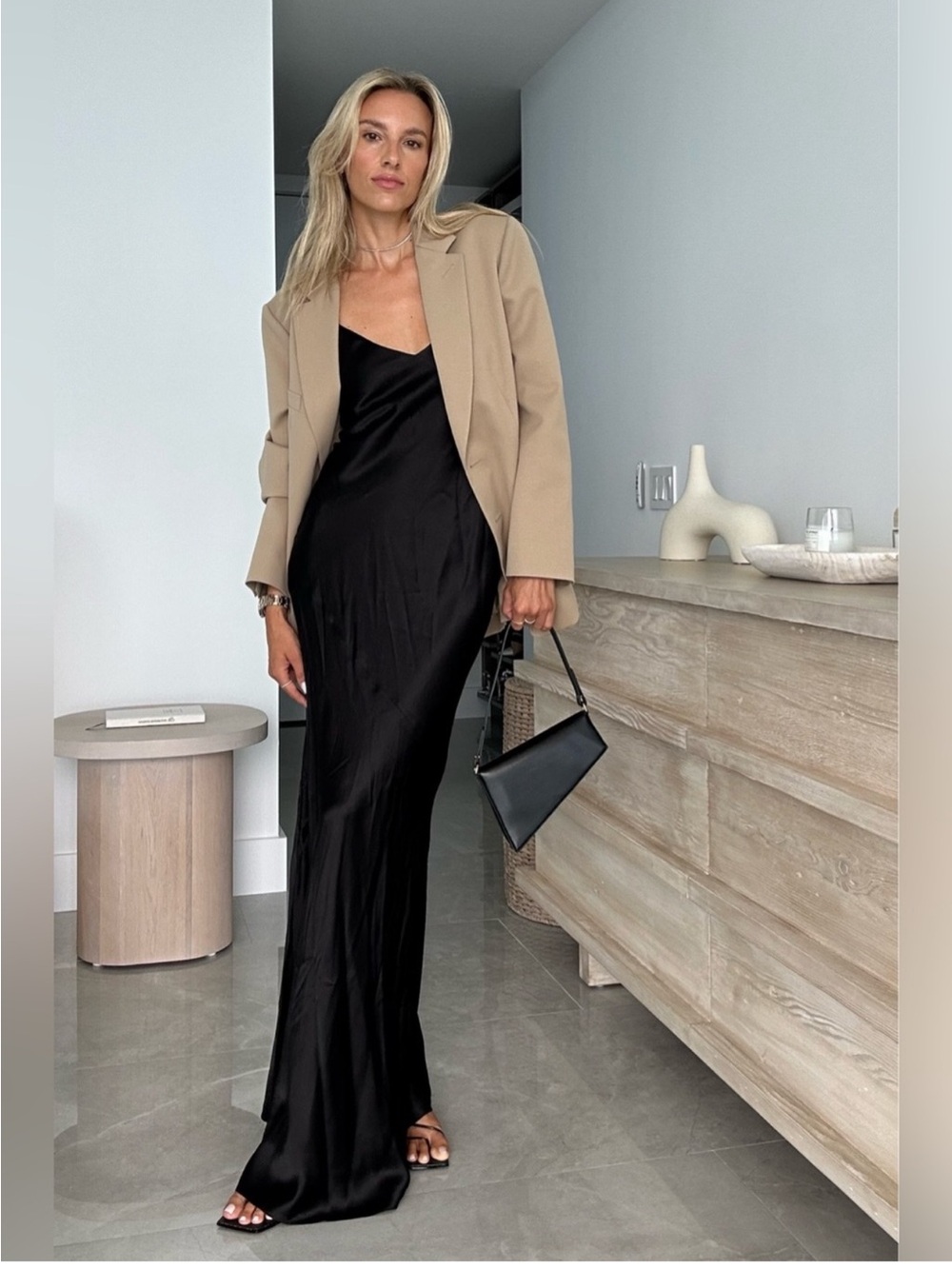L’Agence Serita Silk Gown Maxi Slip Dress